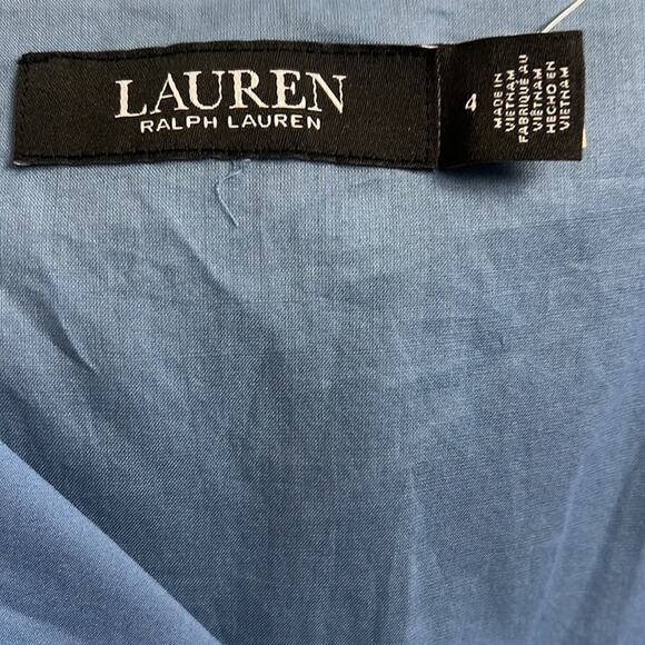 Lauren Ralph Lauren Blue Midi Sundress With 3 Tiers & Front Tie, Size 4, NEW - Picture 11 of 12